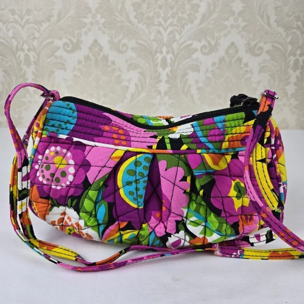 Vera Bradley Frannie Crossbody Bag In Va Va Blooms Pattern Adjustable Strap